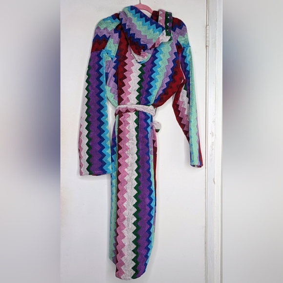 NWT Missoni Home Giacomo Striped Hooded Belted Cotton-Terry Robe - Picture 2 of 6
